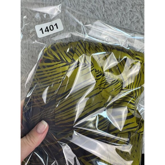 Valerie Bertinelli Womens Leaf Print Dress NWT Size 4 Green & Black Stretchy Wai - Picture 15 of 15